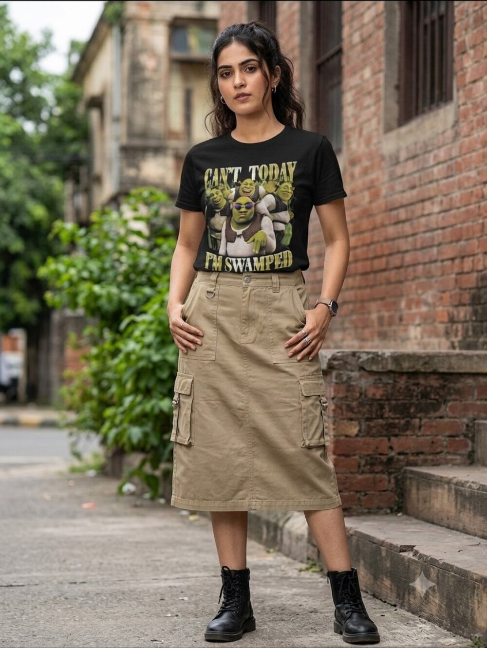 Shrek "Can't Today I'm Swamped" Black Graphic Tee 100% Cotton